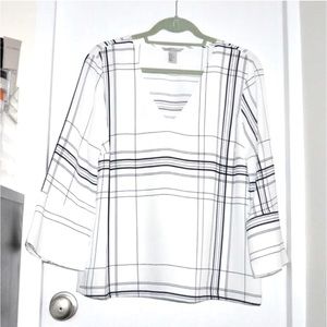 NWOT H&M Blouse with Black and White Windowpane Plaid Pattern